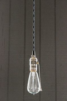 Bare Bulb Pendant Light Pull Chain Socket Lighting Bare Bulb Pendant Light Silver Pull Chain By Lightlady