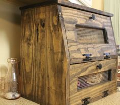 145 Best Bread Box Images On Pinterest Wooden Rustic Bread Box Wooden Vegetable Potato Bin Storage Primitive Cupboard Onion Potatoes Country Farmhouse Kitchen Countertop