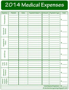 Medical Expense Tracking Spreadsheet Medical Forms Medical