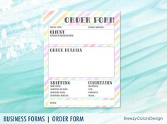 editable small business mini order forms size 5x7 pet sitting business plan template