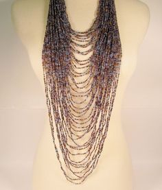 45/" VERY LONG MultiStrand Handmade Gold Color Bohemian Style Seed Bead Necklace