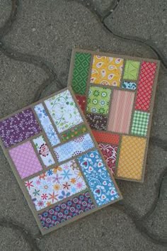 Patchwork cards...great use for scraps. I could make up a lot of these easily and can make collections.