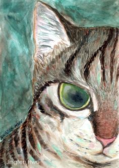 a calico cat painting acrylic pet painting animal painting 4x6 inches cute small painting cat lover gift ORIGINAL artwork