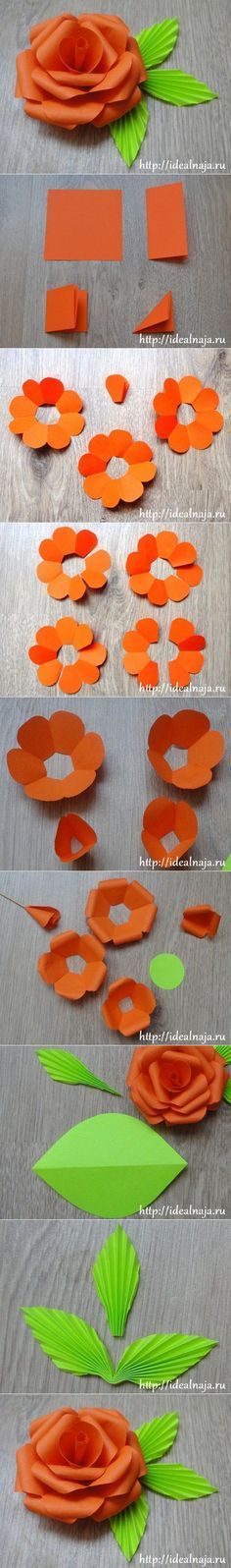 DIY Easy 3D Paper Rose Роза из бумаги своими руками