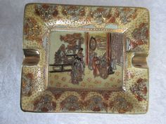 Chinatown-San-Francisco Porcelain-Handpainted Rich Green Color Vintage Ashtray