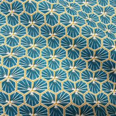 Stoff Baumwolle Japan Fächer Raute indigo messing Retro gemustert Neu Meterware