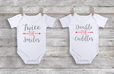 Twice The Smiles Double Cuddles Matching Twins Outfit Cute Newborn One Piece
