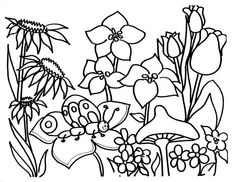 Spring Flower Catepillar On Coloring Page
