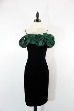 NEW PRICE 1980/'s Little Black Dress with V-Neck that Ties in the Back