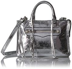 NWT Rebecca Minkoff Micro Regan Leather Satchel Crossbody Bag Gray $245