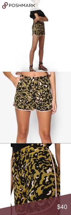 EMERALD TopShop PETITE Animal Jacquard Shorts in Green