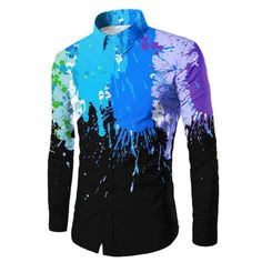 Winwinus Men Pure Color Long Sleeve Faux Leather Fashional Heap Collar Tops Shirts