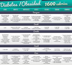 Dieta de 1600 calorias diarias para diabeticos