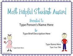 most improved student certificate