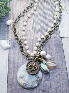 Handmade Boho Agate Druzy Assemblage Pendant Necklace