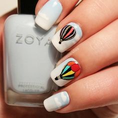 Hot Air Balloon By 4luvofnailart From Nail Art Gallery Summer Hot Air Balloons I Tried To Use L Off Base Around My Nails Help With Grant Cleanup And It Did But Also Ruined Cuticles Except From