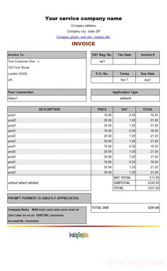vat invoice format in excel