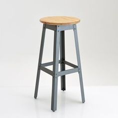 Tabouret de bar indus en manguier et métal