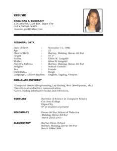 sample of resume format for job application application format easy resume samples