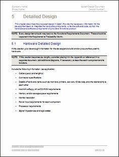design document template pas project software technical documents template