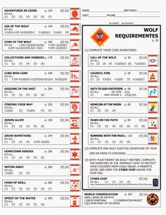 cub scout wolf tracking record sheet with the new modified wolf cub scout tracking sheet
