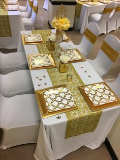 Gold yellow and white table setting | Prince or Princess babyshower ... Gold yellow and white table setting | Prince or Princess babyshower ...