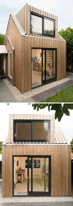 Architecture firm Open Kaart worked together with their clients to transform and old shed into a private and modern painting studio in the backyard of their house in Woerden, The Netherlands.  #architecture #studio Studio, House Design Exterior, Backyard Office, Garden Studio