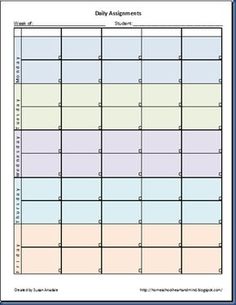 daily assignment sheet template