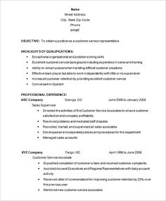 resume for customer service representative