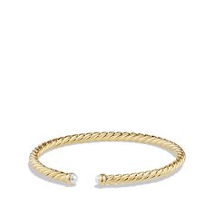 $525 DAVID YURMAN Argent Sterling 925 5 mm Câble Boucle Bracelet Avec Or 18K