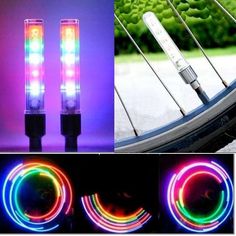 Lot de 2 bouchons de valve /à LED pour roue de v/élo Rouge