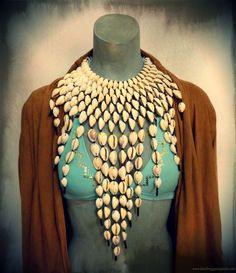Unique handmade African Bohemian necklace with original Vintage Cowri shells by DazzlingGypsyQueen