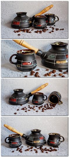 Ceramic Coffee Pot Cezve Ibrik Turka Architectural Ornamented Art Collectible