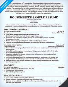 sample of housekeeping resume