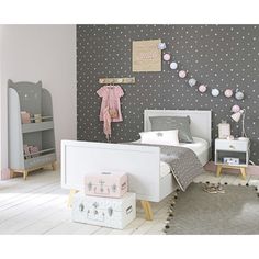 Cama gris claro 90x190 cm | Maisons du Monde Baby Room Decor, Girls Room Decor, Room Decor, Cute Bedroom Ideas, Toddler Bedroom Girl, Room, Childrens Bedroom Lighting, Bedroom Interior