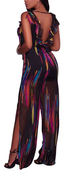 Winwinus Womens Knot Print Sling Summer Wide Legs High Waisted Jumpsuits Romper