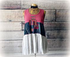 M L Boho Patchwork Shabby Chic Summer Tunic Top Festival T-shirt Dress