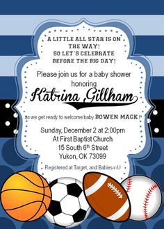 62 Best All Star Images Baby Boy Shower Boys Custom Printable Sports Themed Baby Boy Shower By Molliemacdesigns 20 00