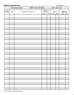 checkbook balancing forms