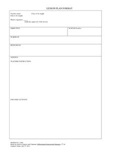 college lesson plan template