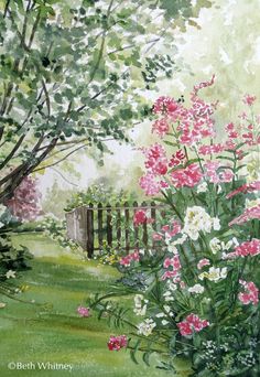 windmill Flower watercolor painting print rose butterfly ACEO print poppy