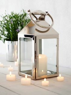 Wood /& Stainless Steel Garden Wedding 70 cm H Candle Lantern Extra Tall Indoor Outdoor