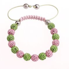 7 Best Sorority Fraternity Shamballa Bracelets Images On Pinterest Aka Shamballa Pink Green Bracelet This Is A Handcrafted That We Make In