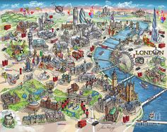 london map painting illustrated map of london by maria rabinky