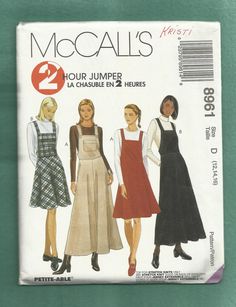 Bib Jumper Dress Top Sewing Pattern 8961 UC FF Size 12 14 16 Sleeveless