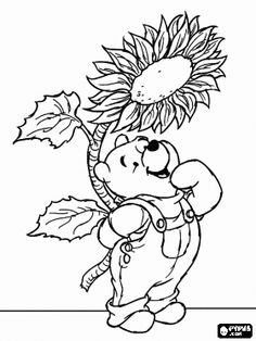 Winnie The Pooh Color Page Disney Coloring Pages Plate Sheetprintable Picture Looks Cute In Overalls