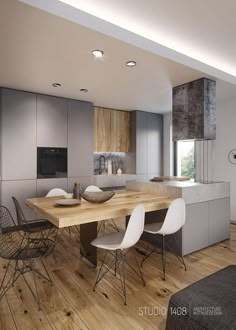 Cool 32 Best Black And White Wood Kitchen Design Ideas Interior Design Kitchen, Modern Kitchen Design, Kitchen Interior, Kitchen Design, Modern Kitchen, Inredning, Kitchen Table Wood, Kitchen Island Table, Kitchen Remodel