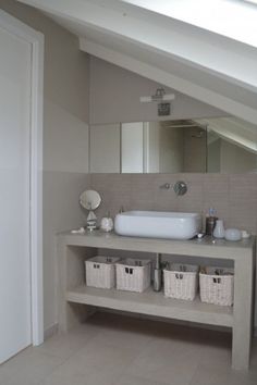 mansard (3) Bathroom Interior, Modern Bathroom Design, Bathroom Interior Design, Small Space Bathroom, Small Bathroom Remodel, Bathrooms Remodel, Bathroom Layout, Interieur, Bathroom Design