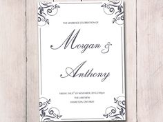 turquoise wedding program template fold over alice booklet program