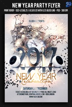 minimal new year party flyer by flyermind on creativemarket party 2017 party flyers